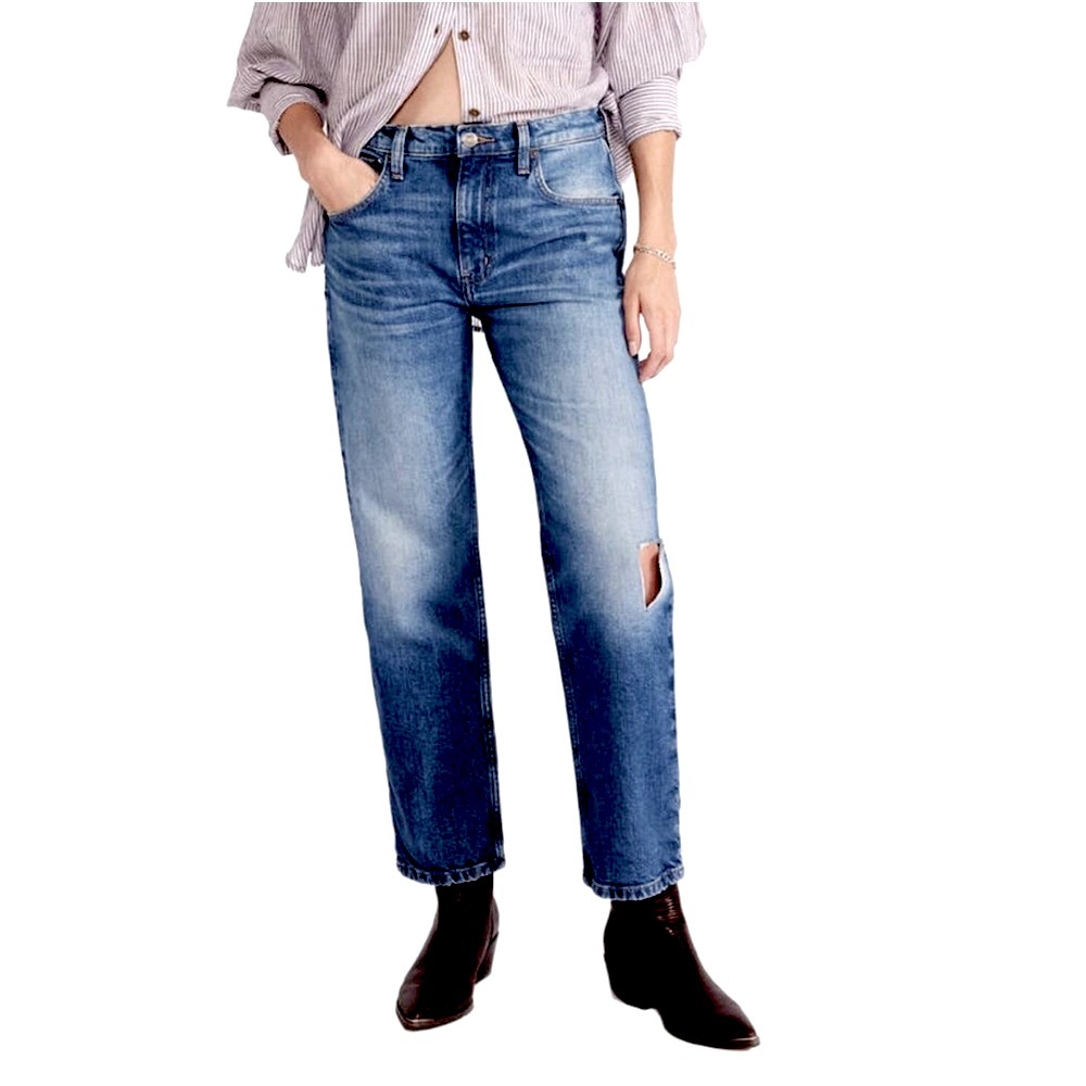 Ética Rae Mid Rise Straight Crop in Blue Creek